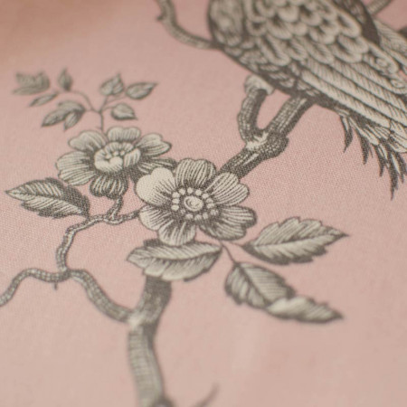 EB - Toile de Jouy Mésange Gris/Rose 50cm