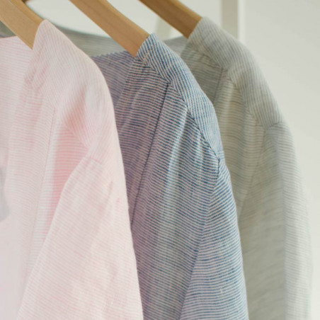 Tissu Lin Rayé Gris Et Blanc - Vendu Au Mètre - Idéal Couture Et Décoration