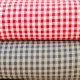 Red and White Gingham dyed woven cotton canvas with 1 cm check