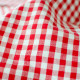 Red and White Gingham dyed woven cotton canvas with 1 cm check
