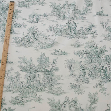 EB - Toile de Jouy cotton Pastoral green print - 50 cm