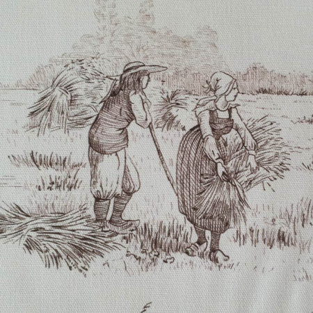 EB - Toile de Jouy cotton Pastoral brown print - 50 cm