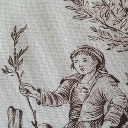 EB - Toile de Jouy coton Pastorale impression marron - 50 cm