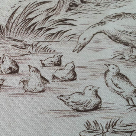 EB - Toile de Jouy coton Pastorale impression marron - 50 cm
