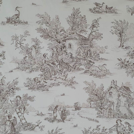 EB - Toile de Jouy cotton Pastoral brown print - 50 cm