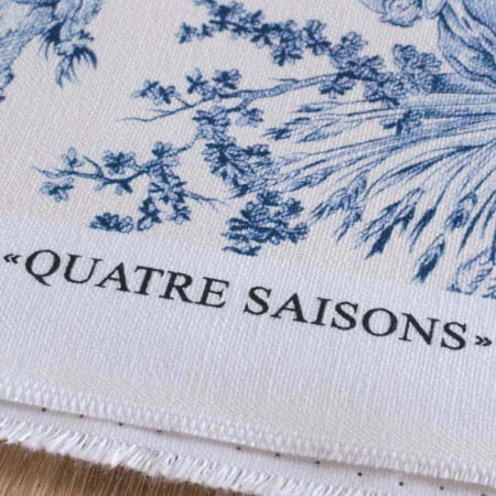 Toile de Jouy coton Quatre Saisons Bleu