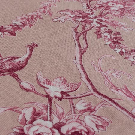 Ludivine Cotton Toile de Jouy Powder Pink Background