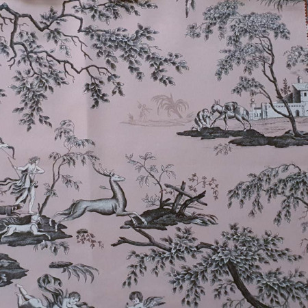 EB - Toile de Jouy Diane Rose en percale - 50 cm