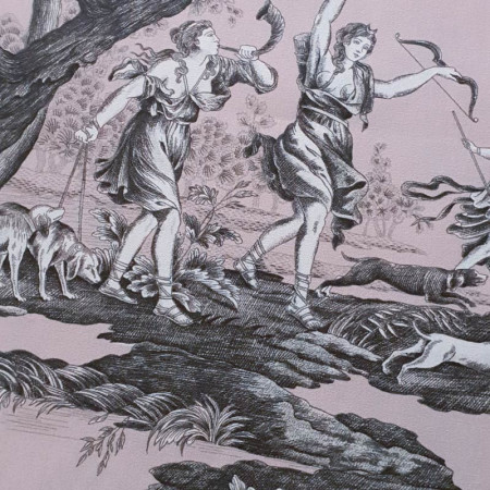 EB - Toile de Jouy Diane Rose en percale - 50 cm