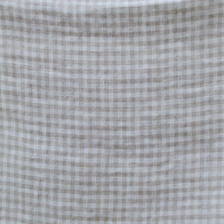 Washed linen canvas with small white and ecru checks