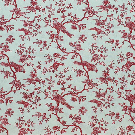 Mini Mésanges Coton impression rouge (Cerise)