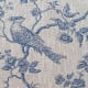 Chickadee in blue print linen on ecru
