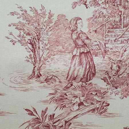 Toile de Jouy coton Pastorale impression rouge