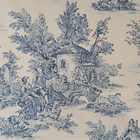 Toile de Jouy coton Pastorale blue print