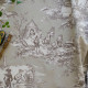 Toile de Jouy coton Histoire d'Eau sépia fond lin