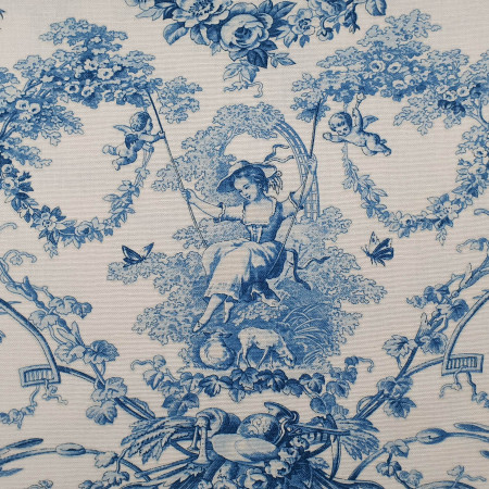 Toile de Jouy coton Ludivine Encre